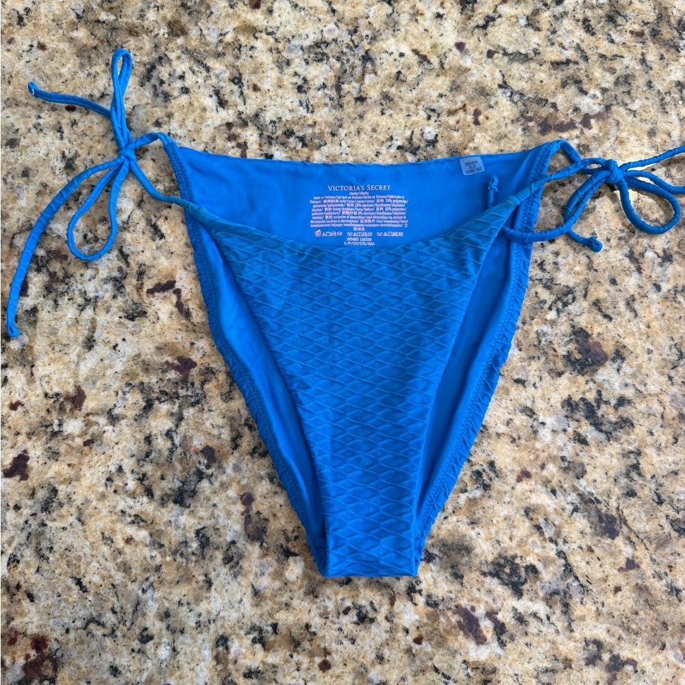 Victoria's Secret Electric Blue Textured Tie-Side Bikini Bottom